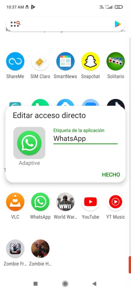 Cambiar el ícono y nombre de WhatsApp