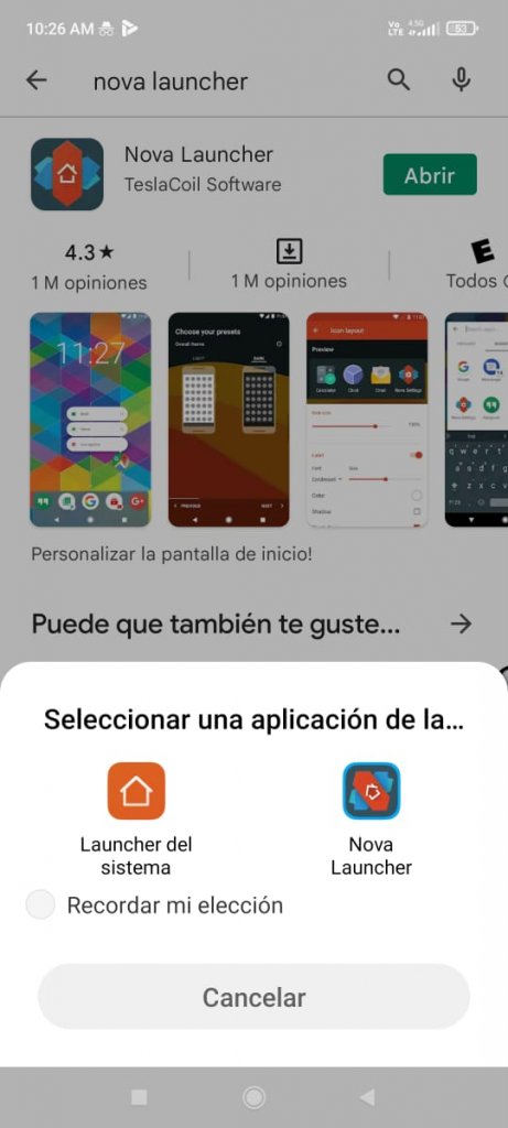 Instalar Nova Launcher desde Google Play